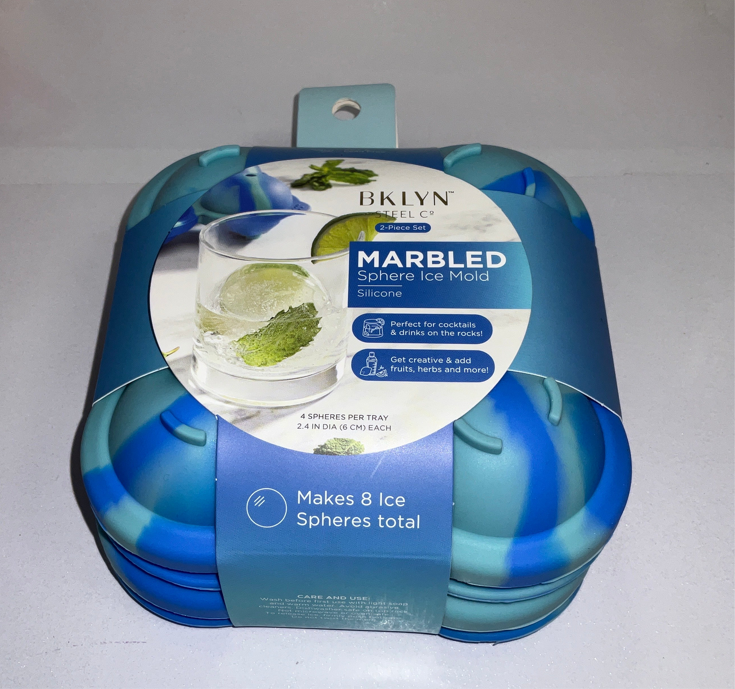 Bklyn 2pk Ice Sphere Mold Marbled