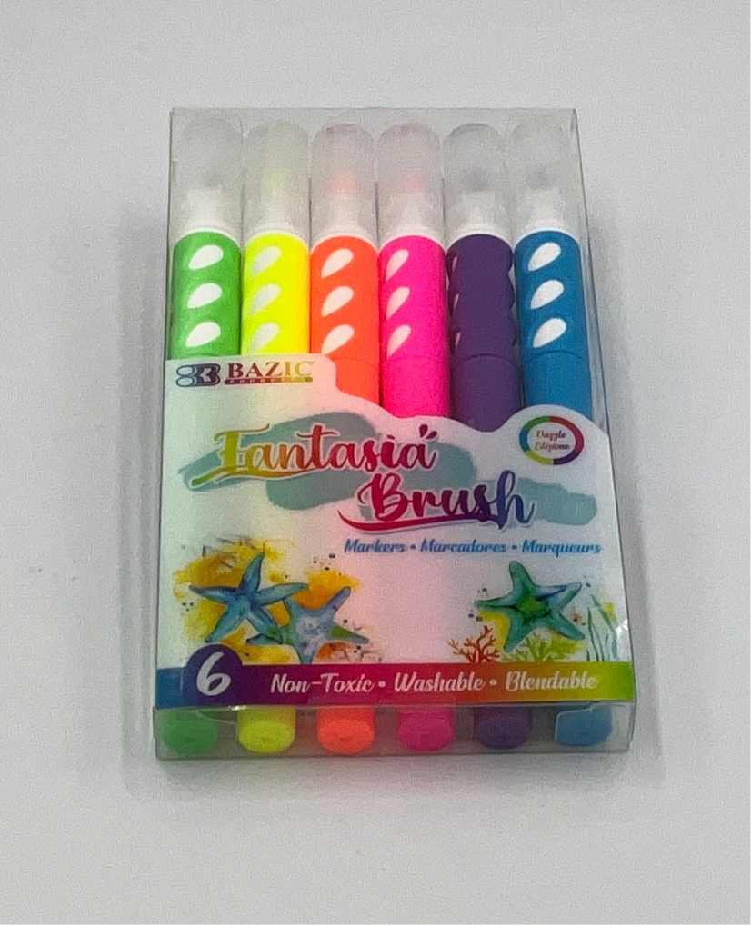 Bazic 6 Neon Brush Markers