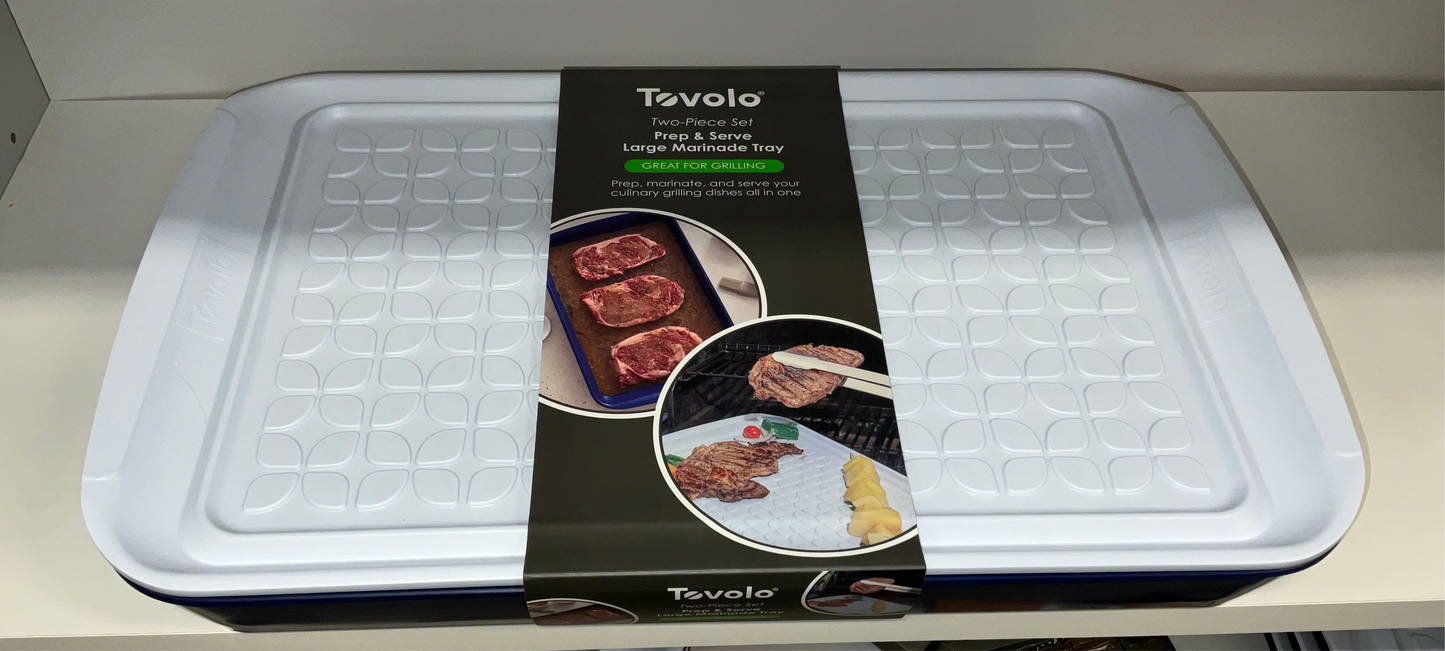 TOV Marinade Tray with Lid Blue