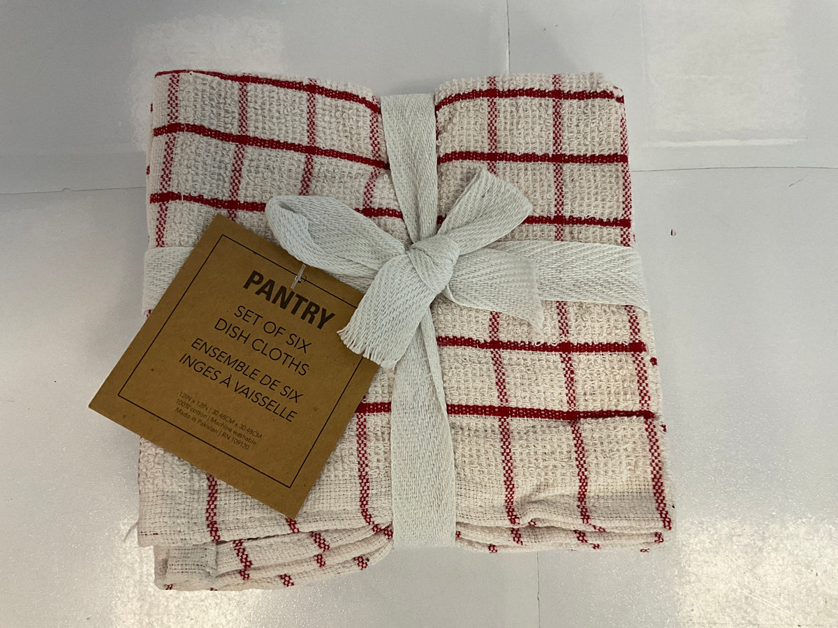 KAFH 6 Check Dish Cloths Red