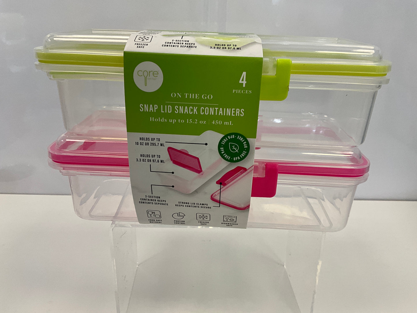 Core Snack Cont 2Set Div Green\Pink