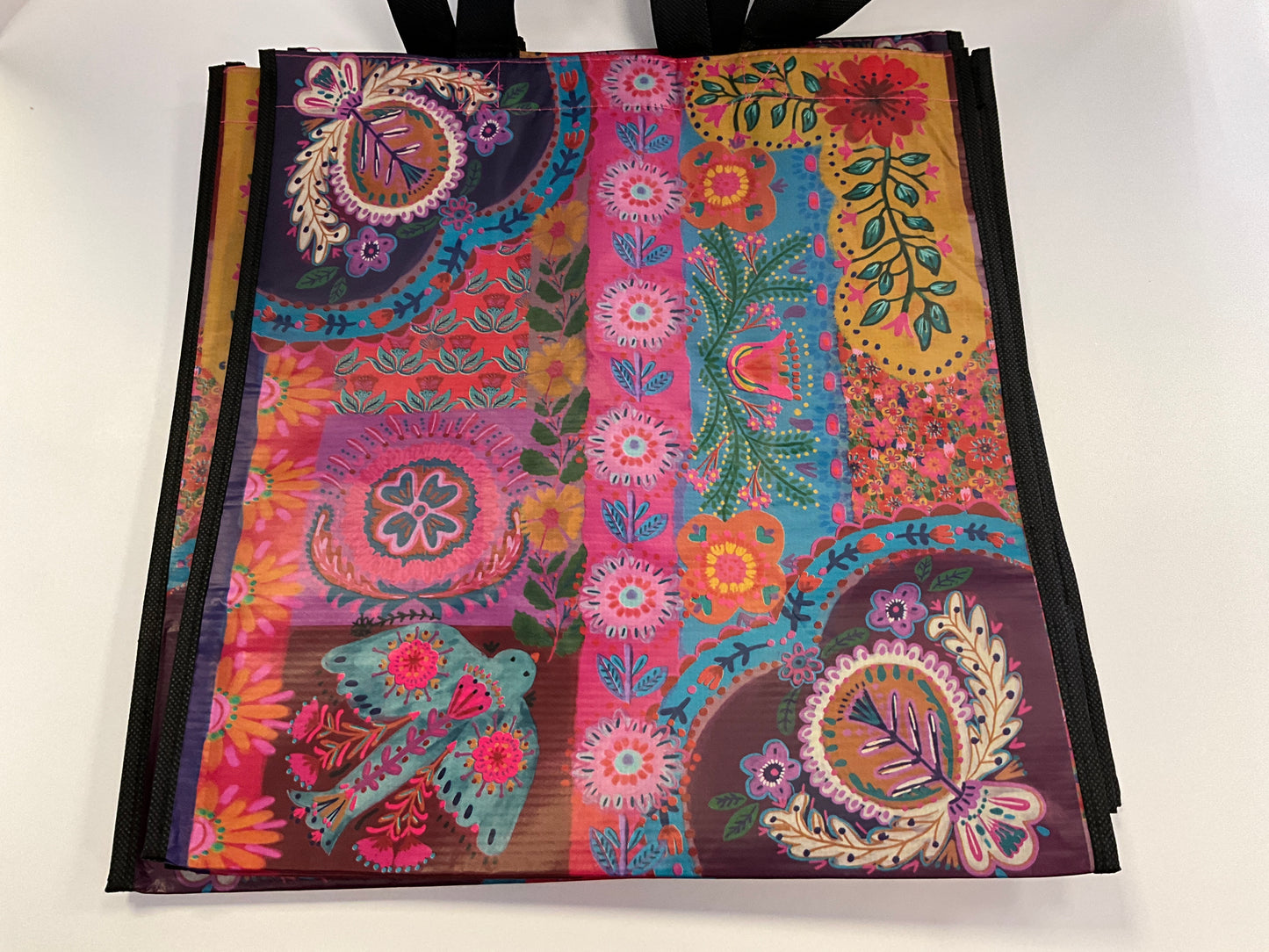 Nat Life Reusable Tote XL Bird Patchwork