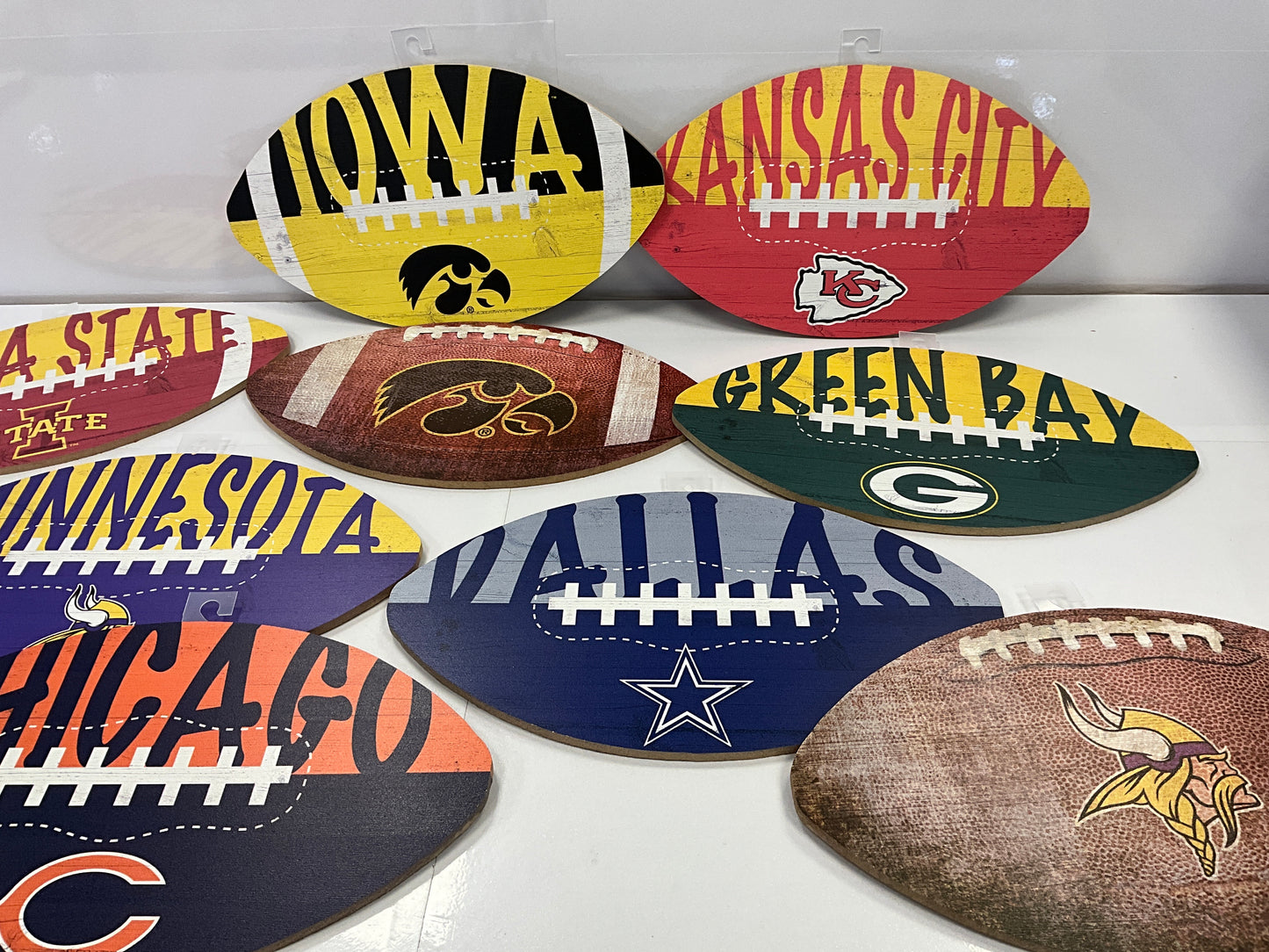 Fan C Football Shaped Signs