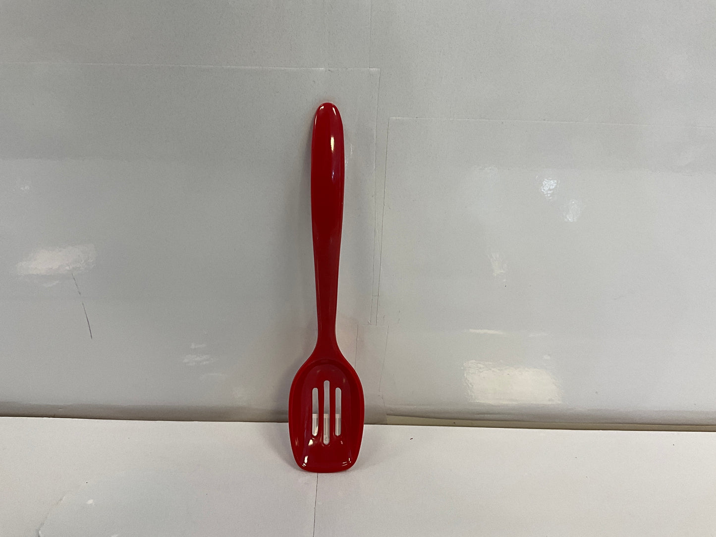 Mini Melamine Slot Spoon Red