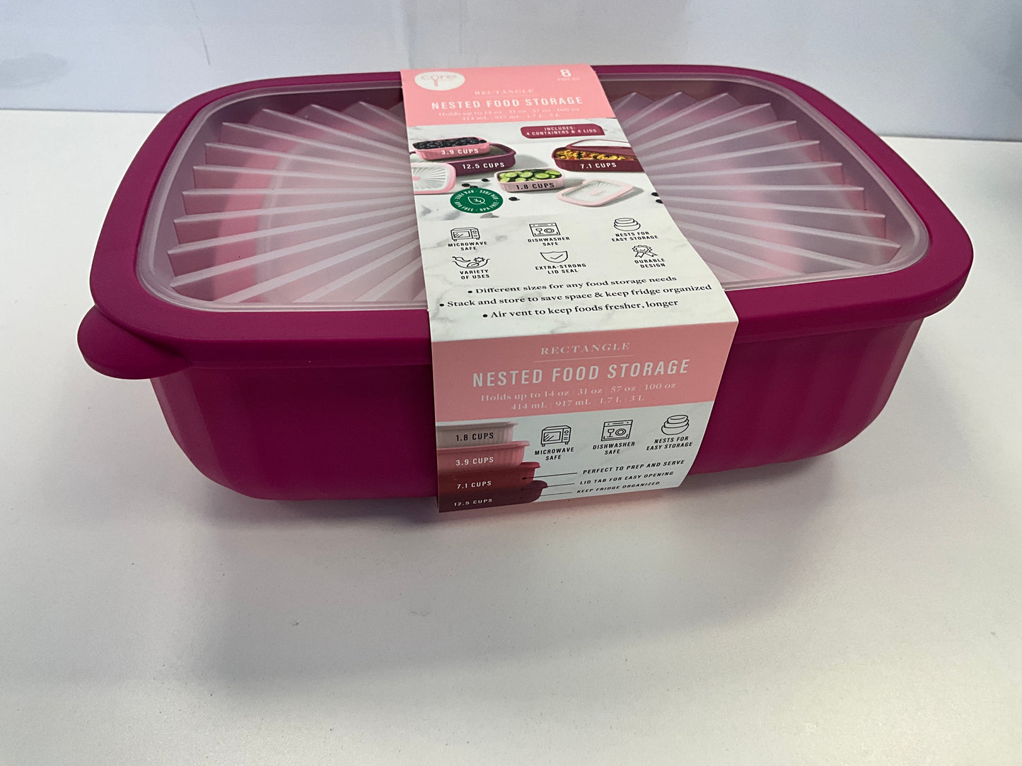 Core 8pc Ribbed Set Berry Sm