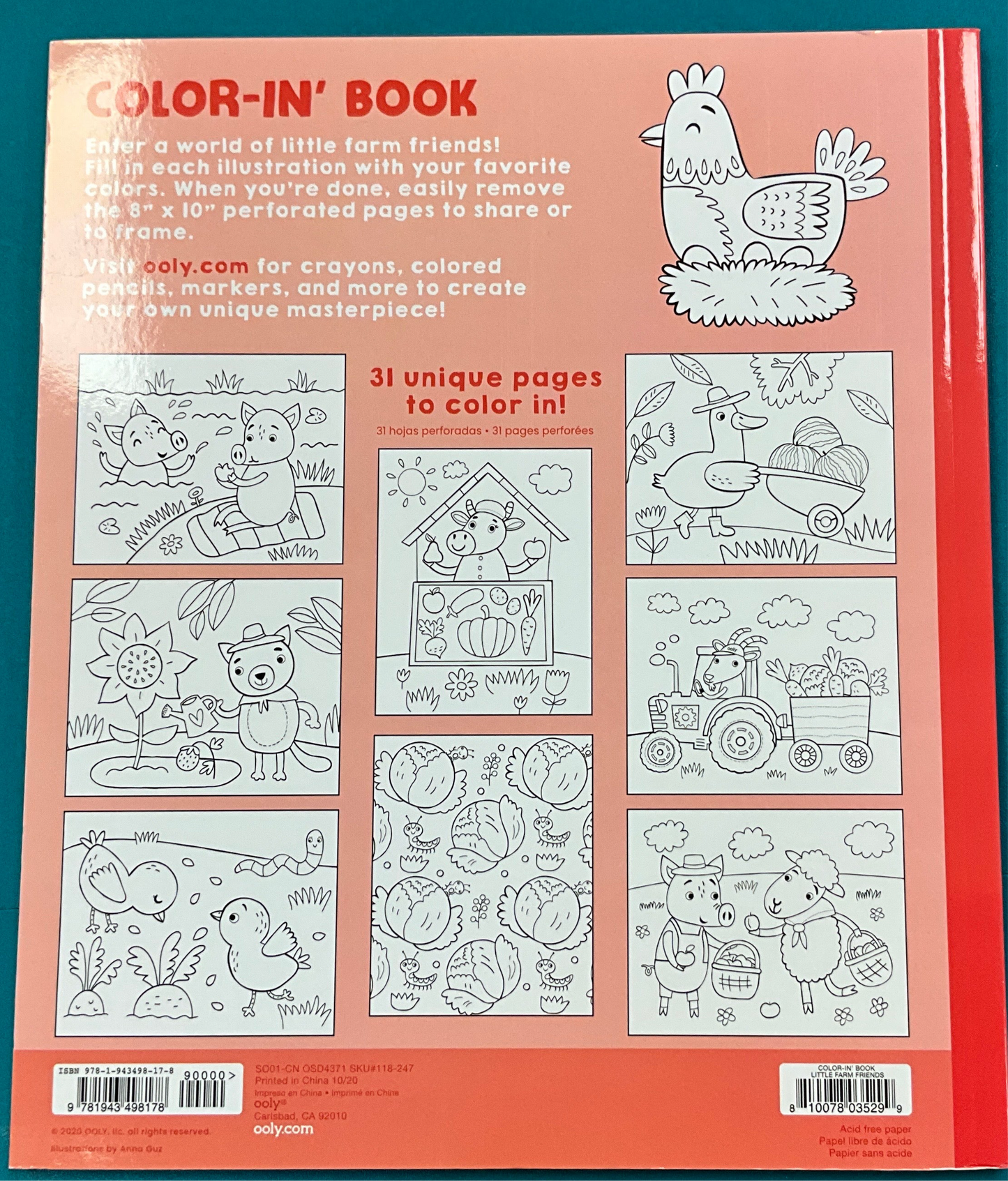 Ooly Color In Book Little Farm Friends