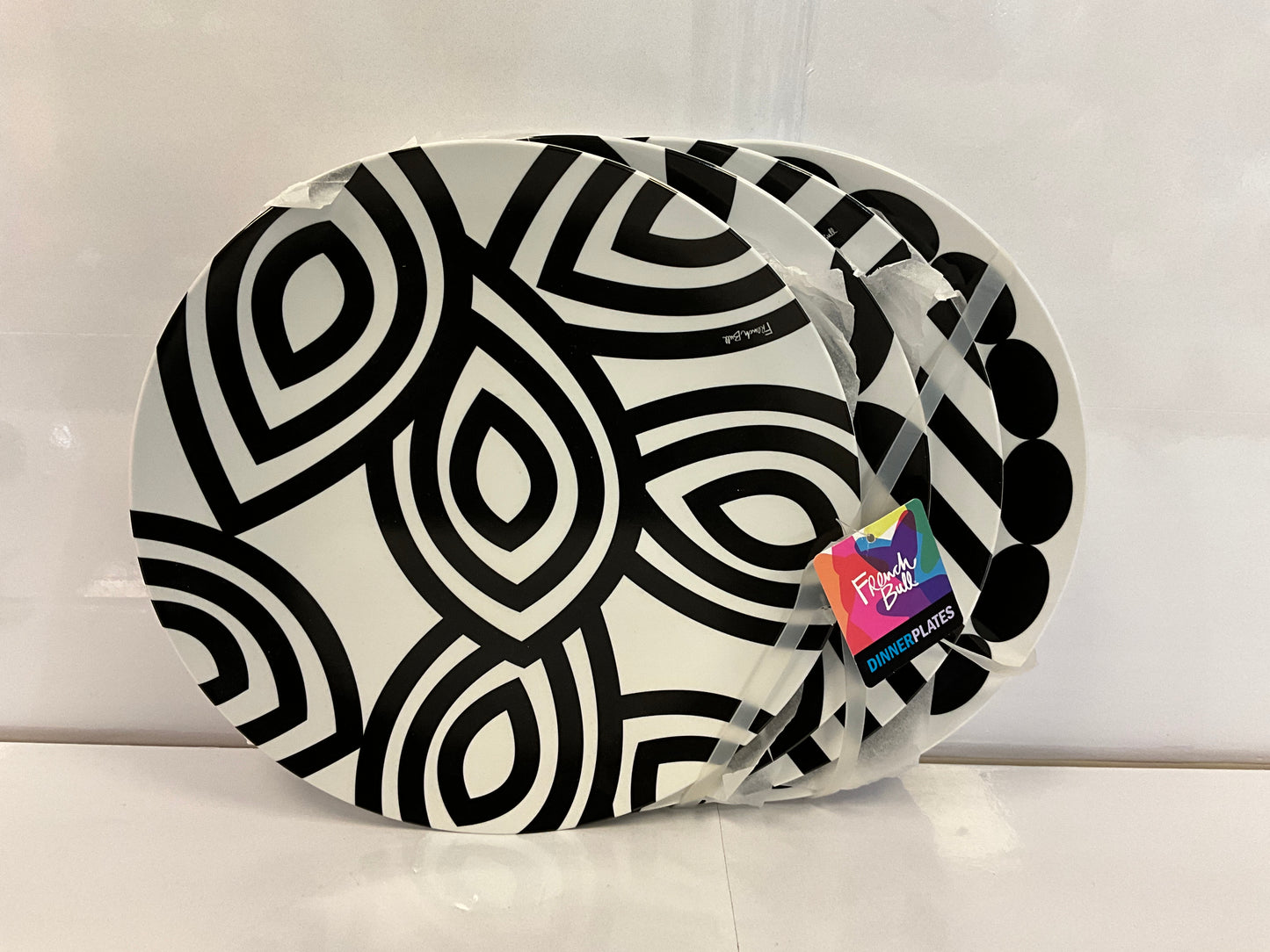 FRB 11" Dinner Plate Black & White 4pc Set