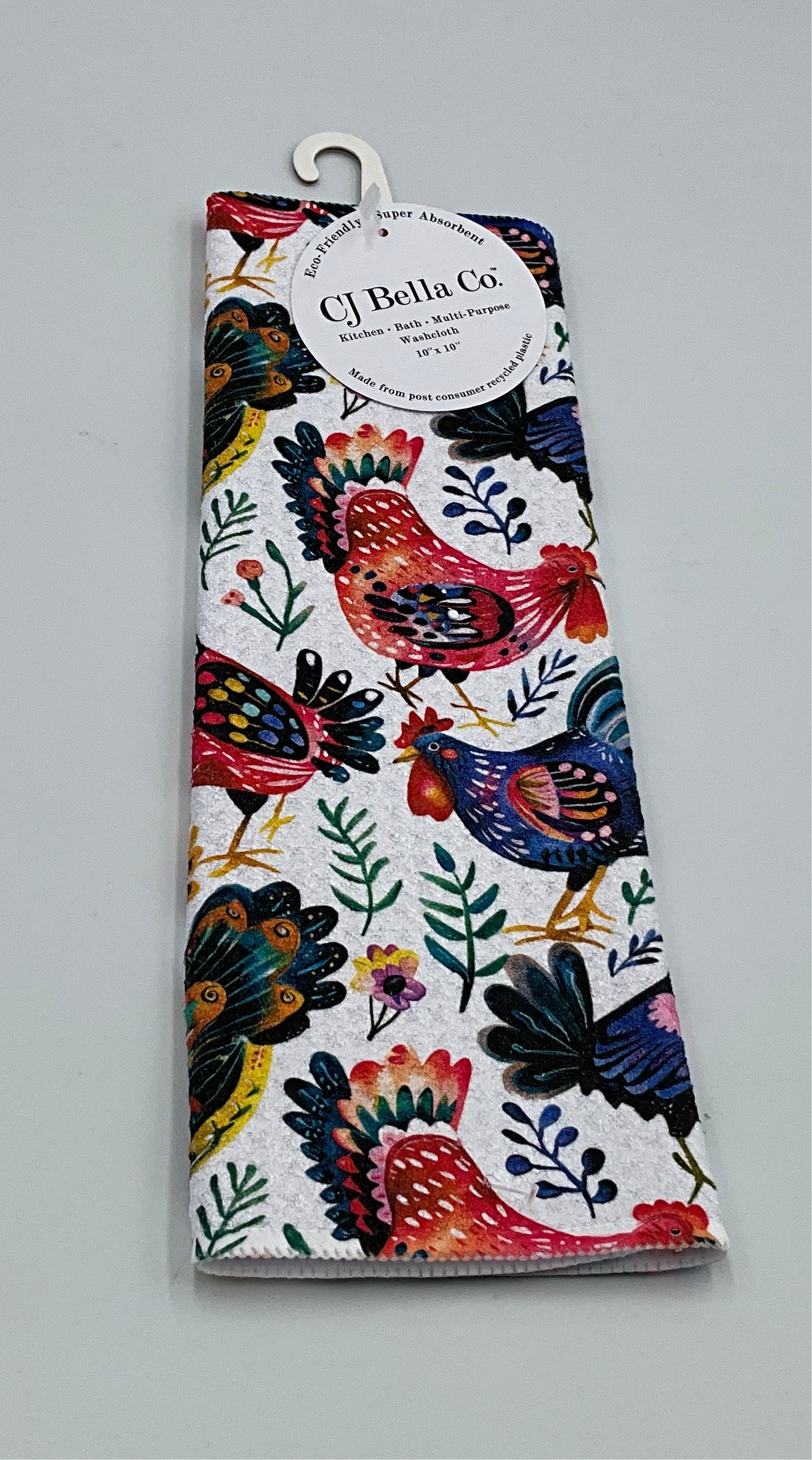 CJB Dish Folk Art Chickens