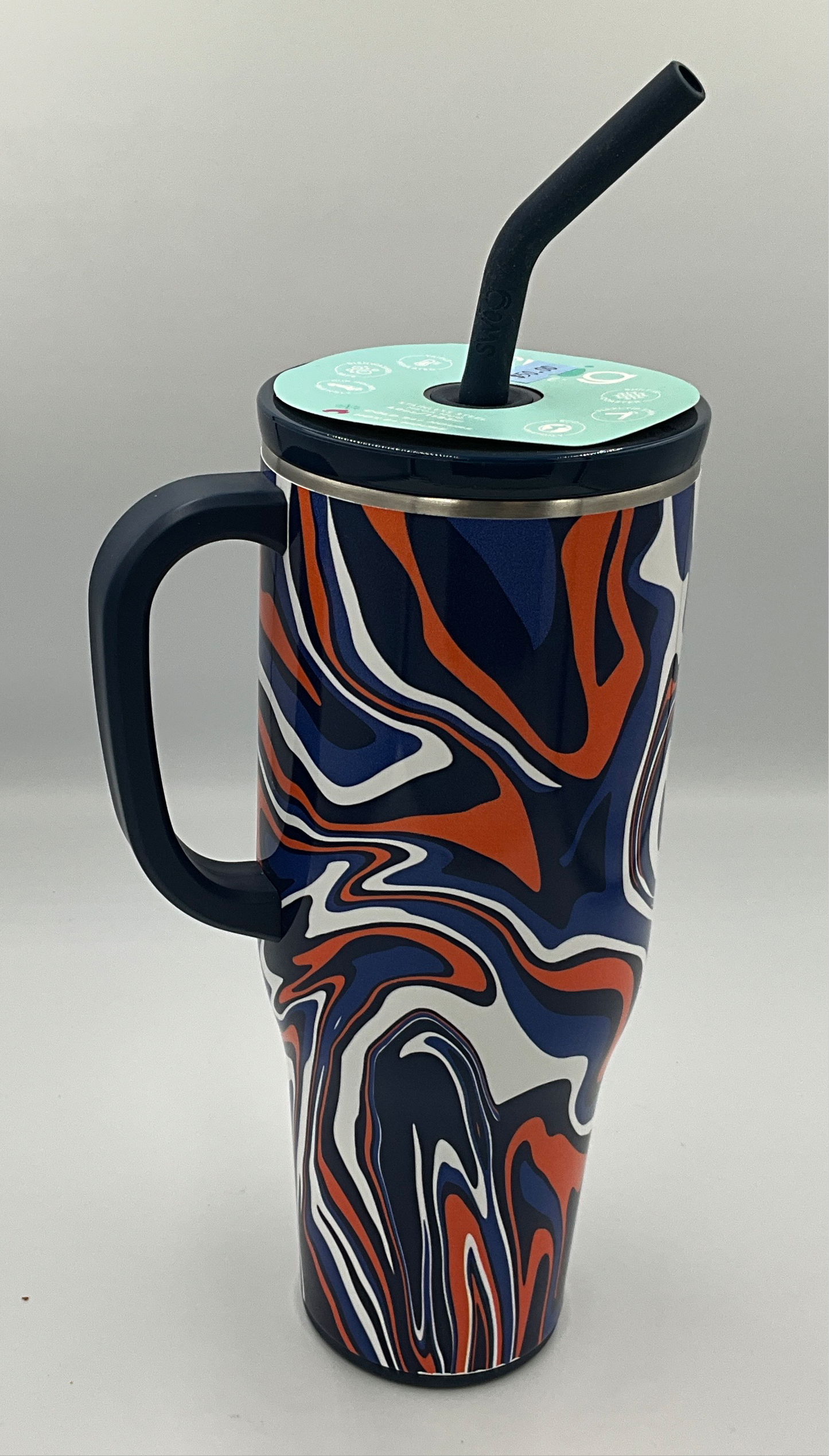Swig 40oz Mug Fan Orange Navy
