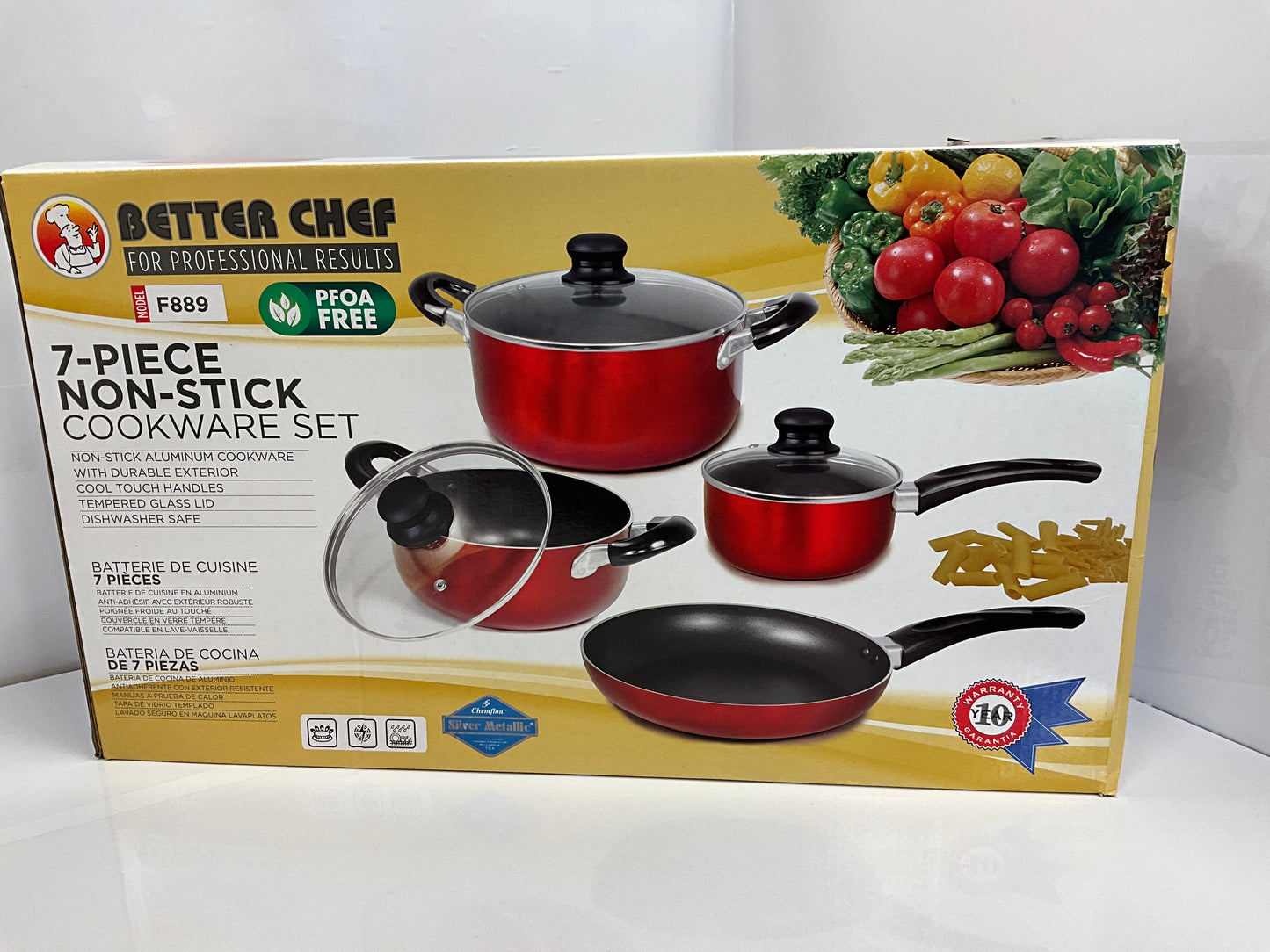 BChef 7pc Non-Stick Cookware Red