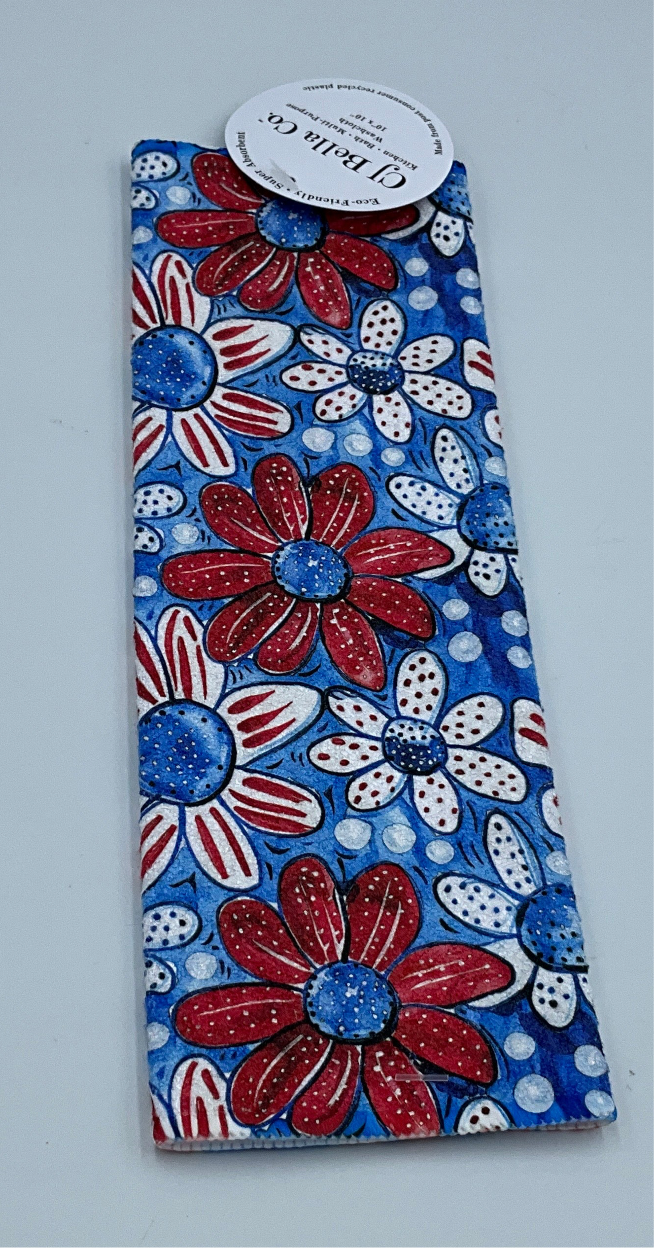 CJB Dish Red White Blue Flowers