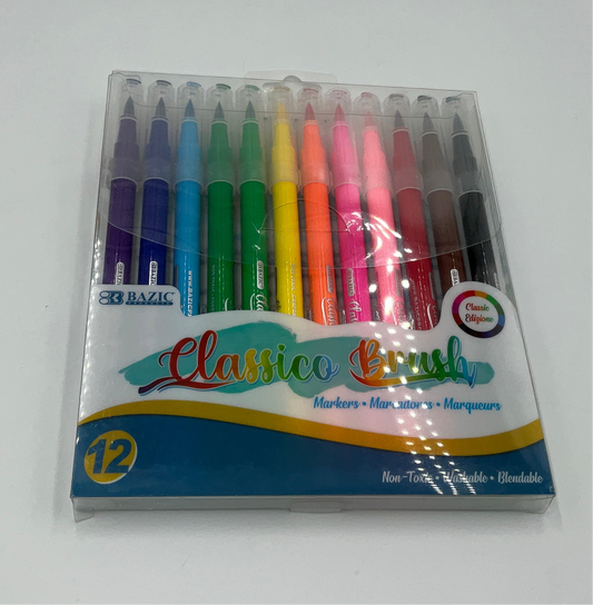 Bazic 12 Brush Markers