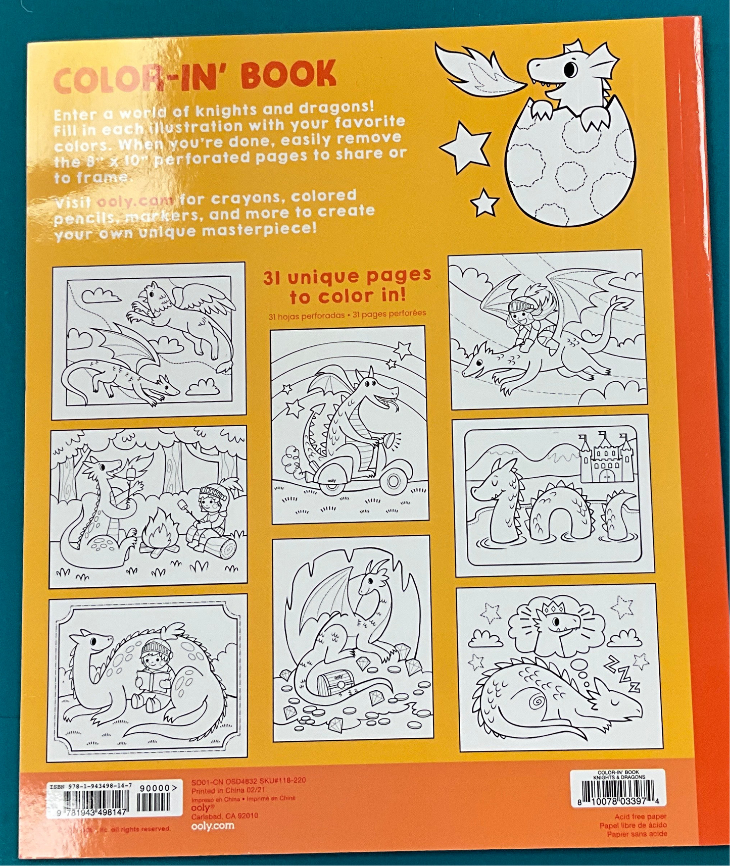 Ooly Color In Book Knights & Dragons