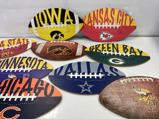 Fan C Football Shaped Signs