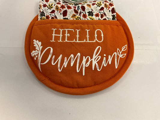 DII Pot Holder Set Hello Pumpkin
