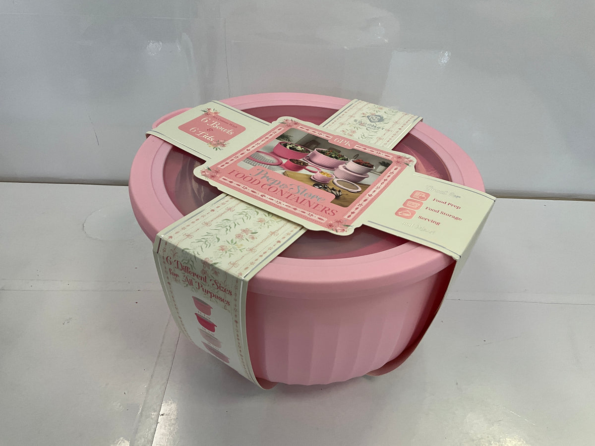 Gourmet 6pk Round Containers Pink