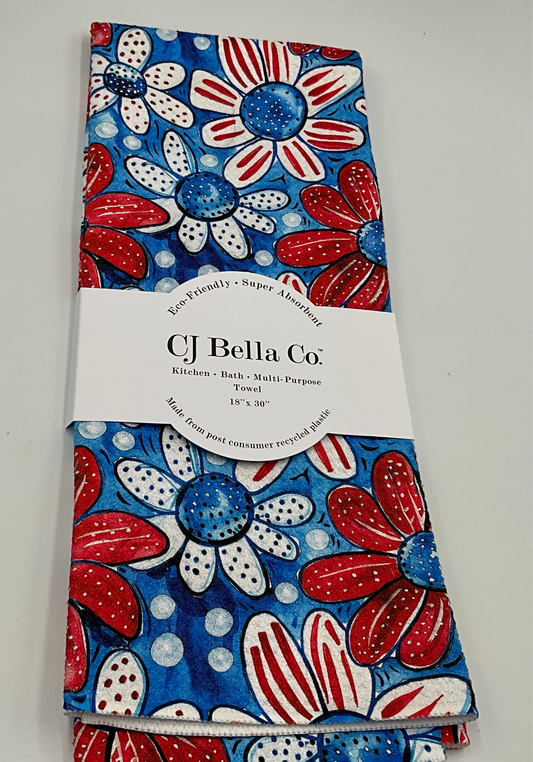 CJB Tea Red White Blue Flowers