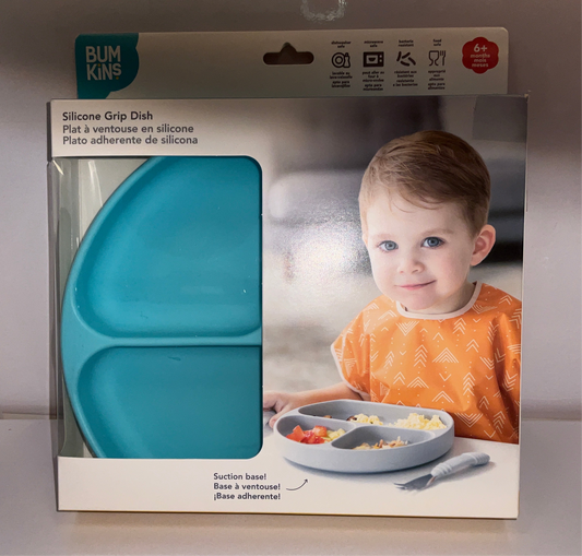Bumkins Silicone Grip Dish Blue