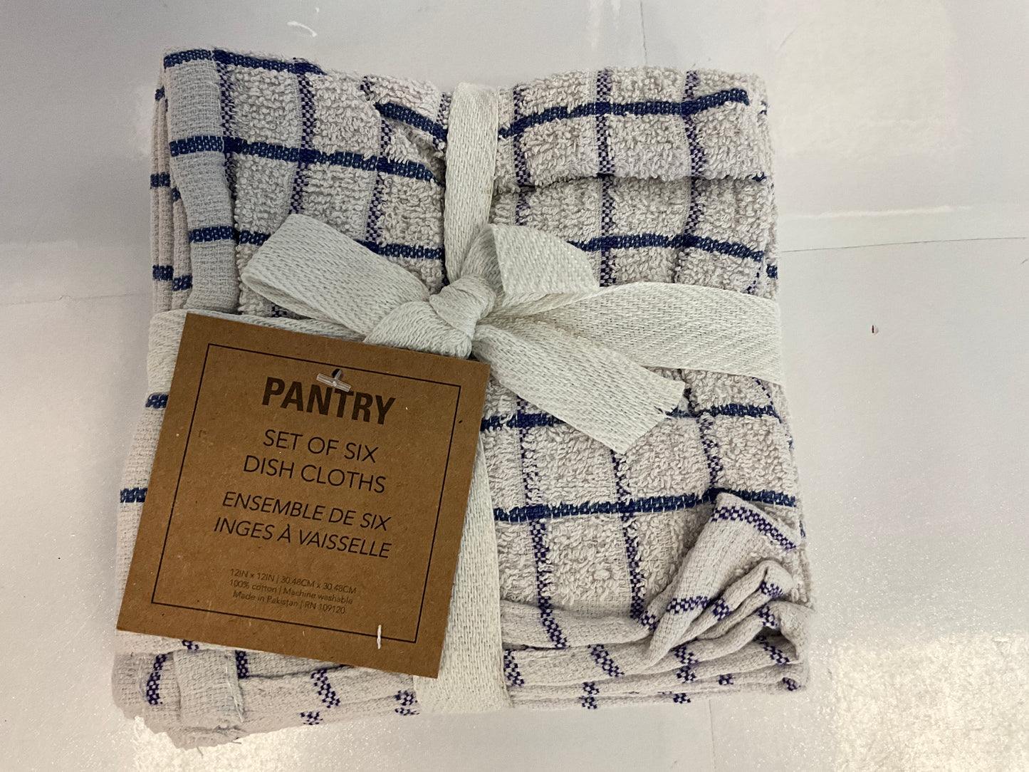 KAFH 6 Check Dish Cloths Blue