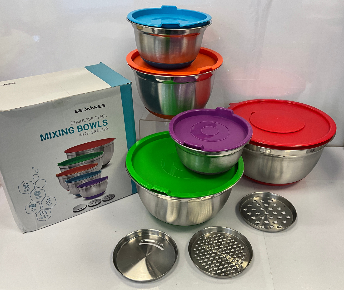 Belwares 5pc Mixing Bowls With Graters