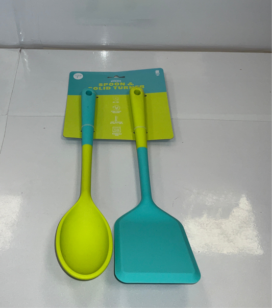 Core 2pc Spoon & Turner Teal/Lime