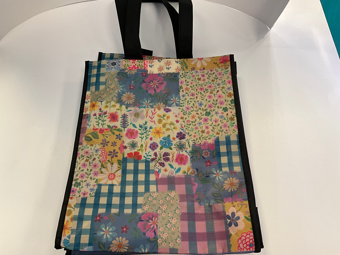 Nat Life Reusable Tote L Gingham Patchwork