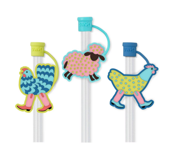 Swig Straw Toppers Chicken Sheep